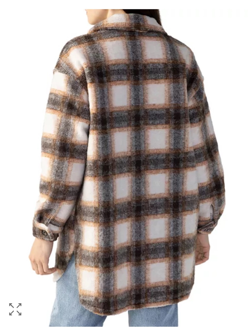 Sanctuary Brown & Cream Plaid Button-Up Jacket - Picture 6 of 7